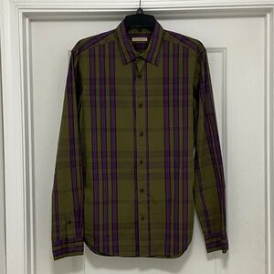 Burberry Olive and Purple Plaid Casual Shirt